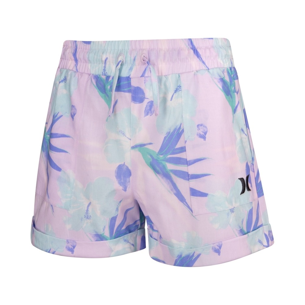 Hurley Big Girls Woven Elastic‎ Waistband Shorts - Light Lavender - Size L